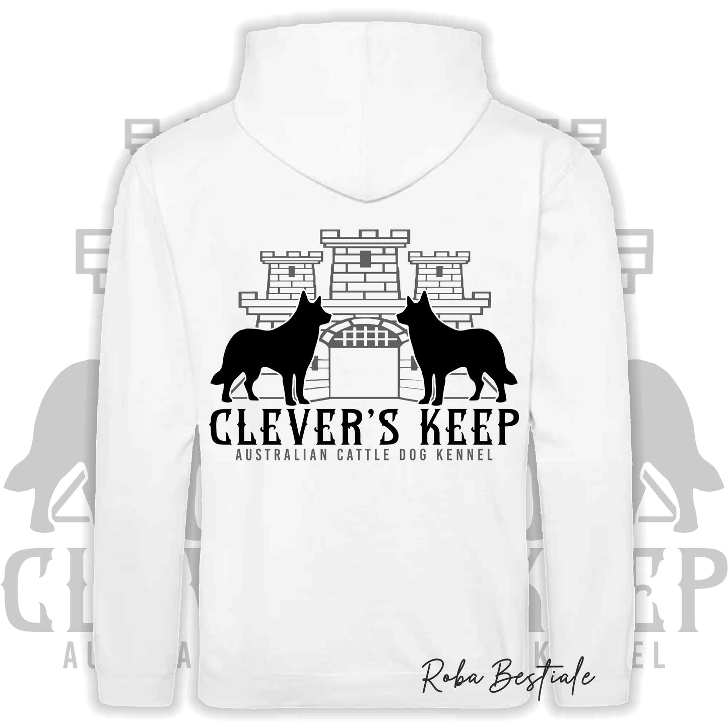Felpa CLEVER'S KEEP Kennel - Nera o Bianca, con Cappuccio - dalla XS alla 5XL