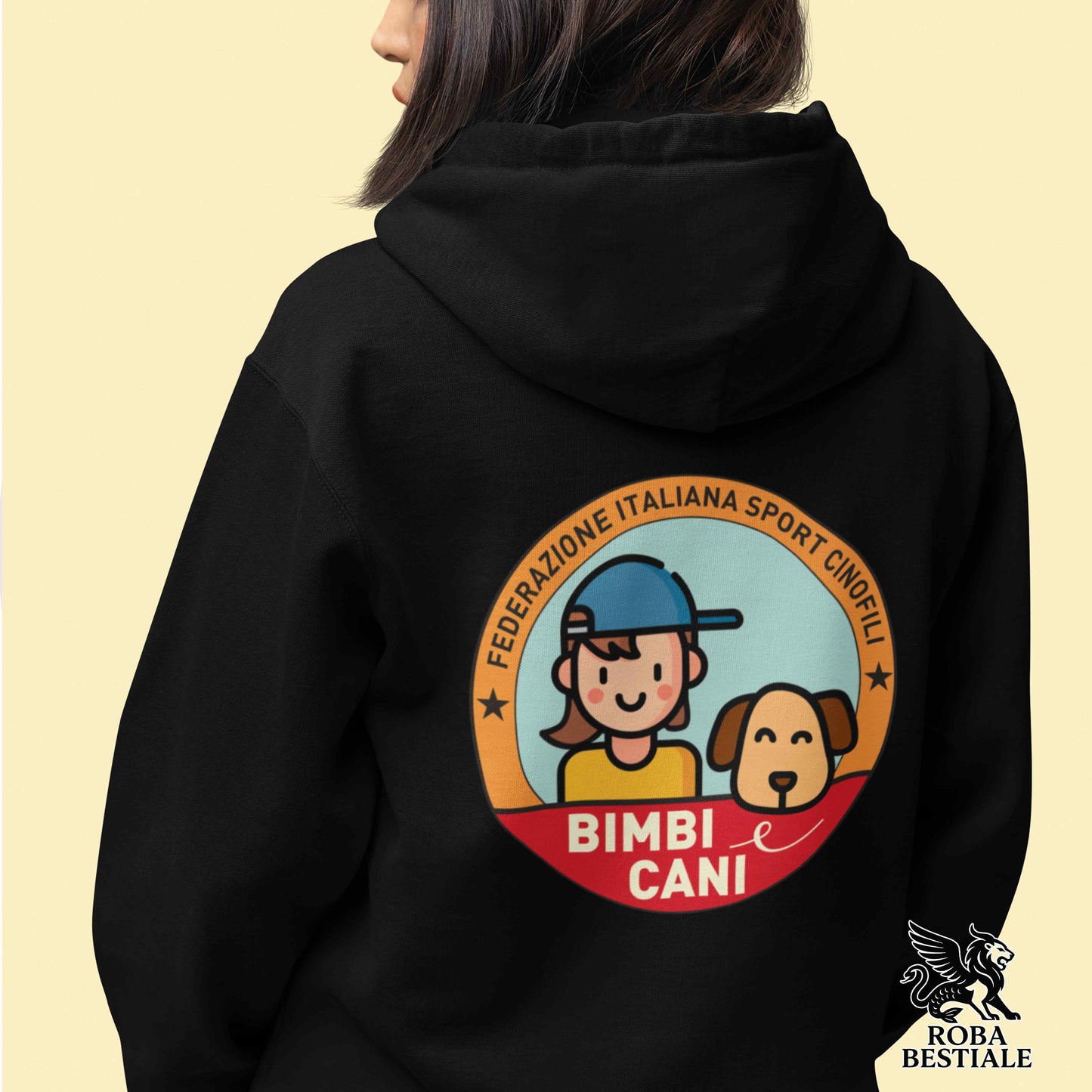 Felpa BIMBI e CANI - Invernale - Con Cappuccio e Tasconi, Unisex - dalla XS alla 5XL