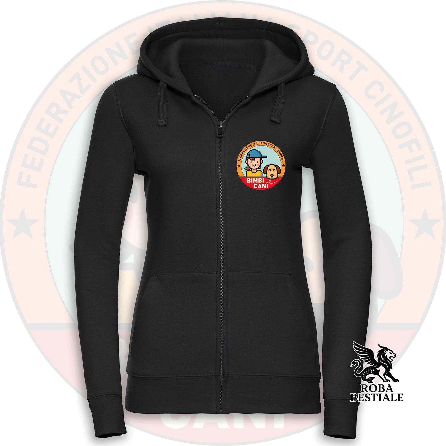 Felpa BIMBI e CANI - Invernale - Con Cappuccio e Full Zip, Uomo o Donna - dalla XS alla 5XL