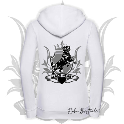 Felpa BLACK HEART Kennel - BIANCA - Felpata, Con Cappuccio e Full Zip, Uomo o Donna - dalla XS alla 5XL