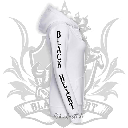 Felpa BLACK HEART Kennel - BIANCA - Felpata, Con Cappuccio e Full Zip, Uomo o Donna - dalla XS alla 5XL