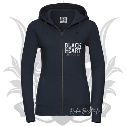 Felpa BLACK HEART Kennel - BLUE NAVY - Felpata, Con Cappuccio e Full Zip, Uomo o Donna - dalla XS alla 5XL