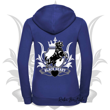 Felpa BLACK HEART Kennel - BLUE ROYAL - Felpata, Con Cappuccio e Full Zip, Uomo o Donna - dalla XS alla 5XL