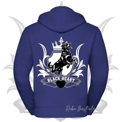 Felpa BLACK HEART Kennel - BLUE ROYAL - Felpata, Con Cappuccio e Full Zip, Uomo o Donna - dalla XS alla 5XL