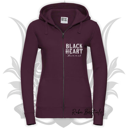Felpa BLACK HEART Kennel - BORDEAUX - Felpata, Con Cappuccio e Full Zip, Uomo o Donna - dalla XS alla 5XL
