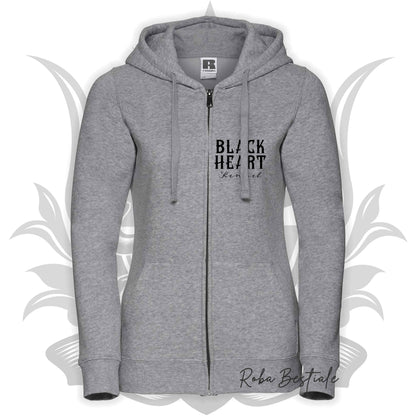 Felpa BLACK HEART Kennel - GRIGIO CHIARO - Felpata, Con Cappuccio e Full Zip, Uomo o Donna - dalla XS alla 5XL