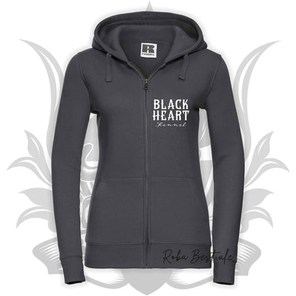 Felpa BLACK HEART Kennel - GRIGIO SCURO - Felpata, Con Cappuccio e Full Zip, Uomo o Donna - dalla XS alla 5XL