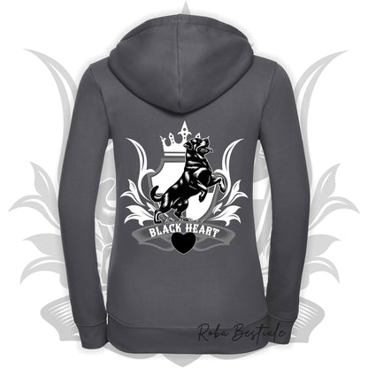 Felpa BLACK HEART Kennel - GRIGIO SCURO - Felpata, Con Cappuccio e Full Zip, Uomo o Donna - dalla XS alla 5XL