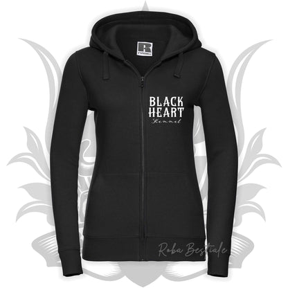 Felpa BLACK HEART Kennel - NERA - Felpata, Con Cappuccio e Full Zip, Uomo o Donna - dalla XS alla 5XL