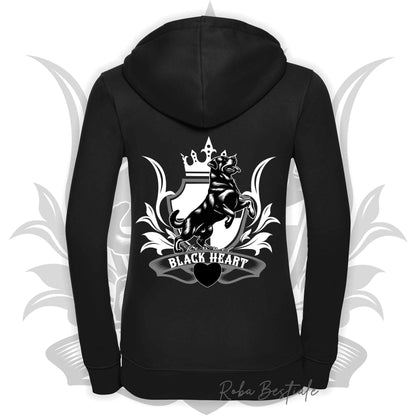 Felpa BLACK HEART Kennel - NERA - Felpata, Con Cappuccio e Full Zip, Uomo o Donna - dalla XS alla 5XL