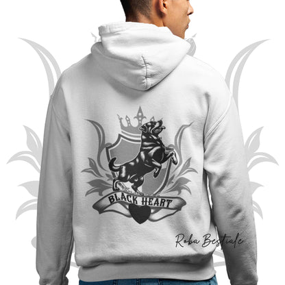 Felpa BLACK HEART Kennel - BIANCA - Felpata, Con Cappuccio e Full Zip, Uomo o Donna - dalla XS alla 5XL