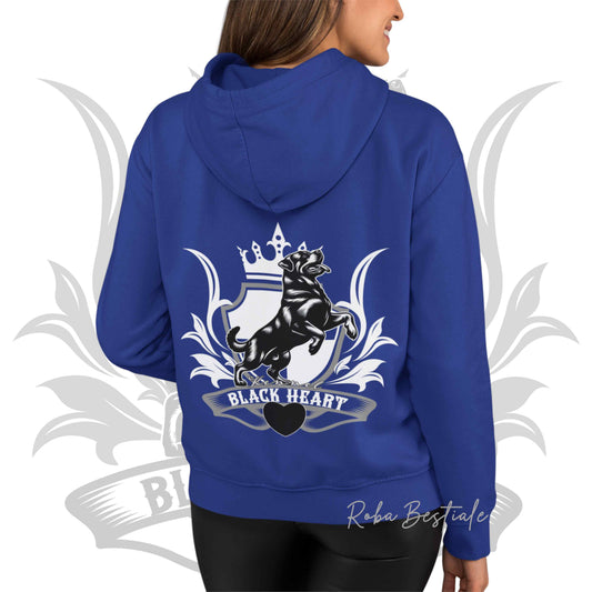 Felpa BLACK HEART Kennel - BLUE ROYAL - Felpata, Con Cappuccio e Full Zip, Uomo o Donna - dalla XS alla 5XL