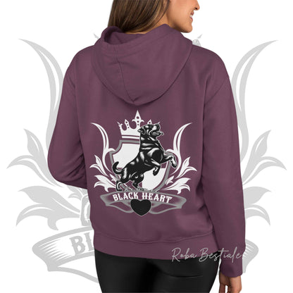 Felpa BLACK HEART Kennel - BORDEAUX - Felpata, Con Cappuccio e Full Zip, Uomo o Donna - dalla XS alla 5XL