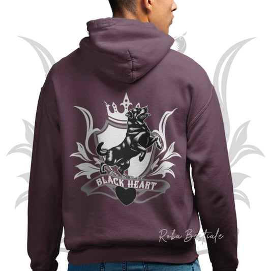 Felpa BLACK HEART Kennel - BORDEAUX - Felpata, Con Cappuccio e Full Zip, Uomo o Donna - dalla XS alla 5XL