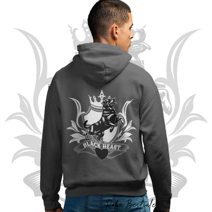 Felpa BLACK HEART Kennel - GRIGIO SCURO - Felpata, Con Cappuccio e Full Zip, Uomo o Donna - dalla XS alla 5XL