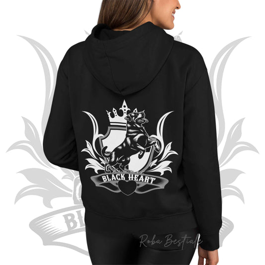 Felpa BLACK HEART Kennel - NERA - Felpata, Con Cappuccio e Full Zip, Uomo o Donna - dalla XS alla 5XL