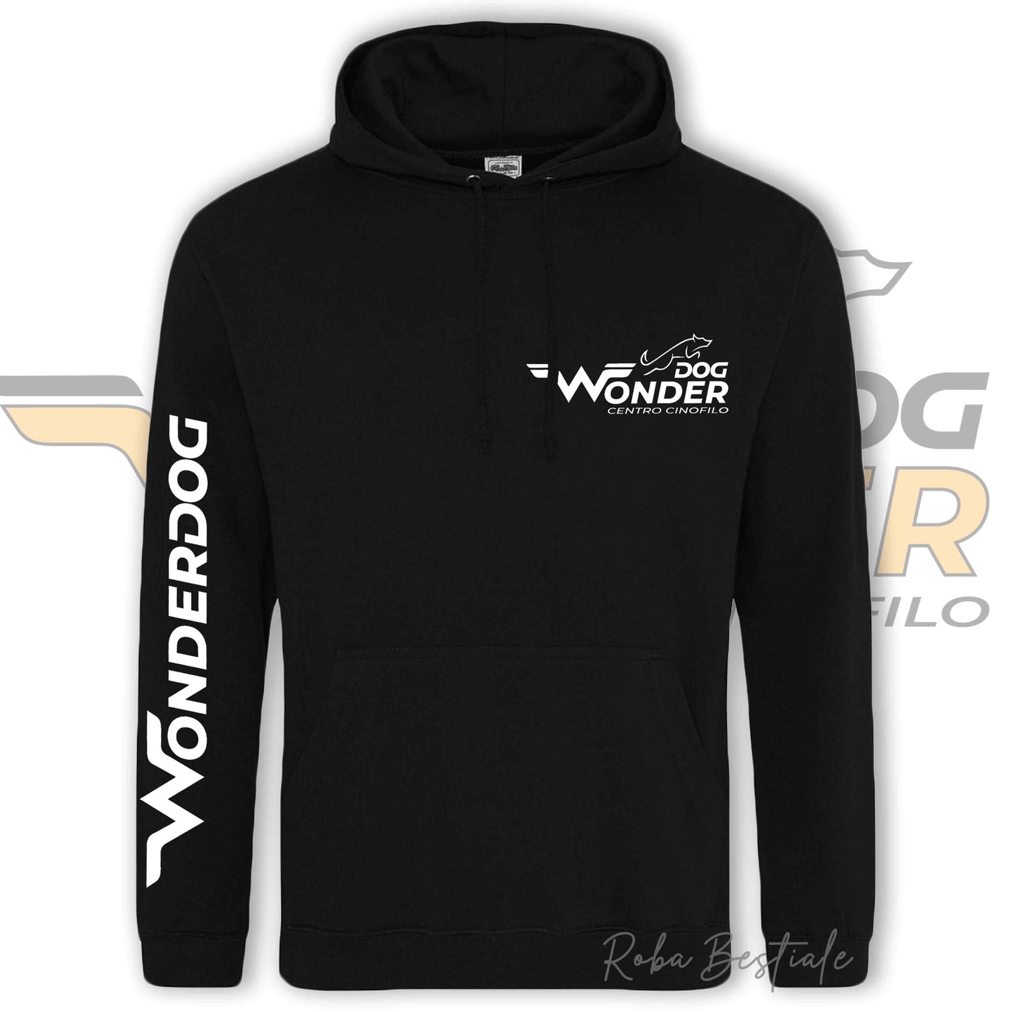 Felpa Invernale WONDERDOG - NERA, Felpata, Con Cappuccio - UNISEX - dalla XS alla 3XL