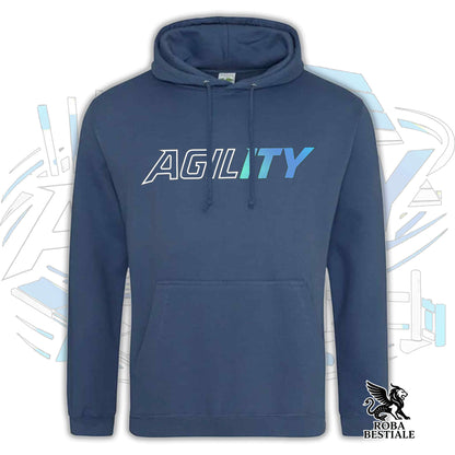 Felpa PURE AGILITY - Stampa BLUE - Con Cappuccio e Tasconi, Unisex, in tanti colori - dalla XS alla 5XL