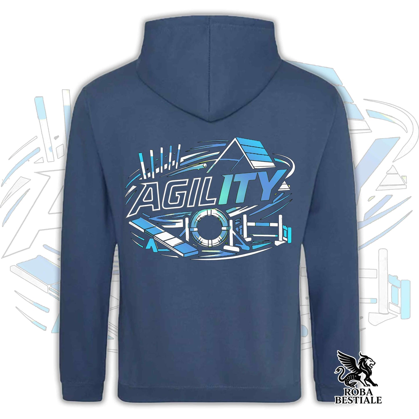 Felpa PURE AGILITY - Stampa BLUE - Con Cappuccio e Tasconi, Unisex, in tanti colori - dalla XS alla 5XL