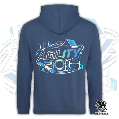 Felpa PURE AGILITY - Stampa BLUE - Con Cappuccio e Tasconi, Unisex, in tanti colori - dalla XS alla 5XL