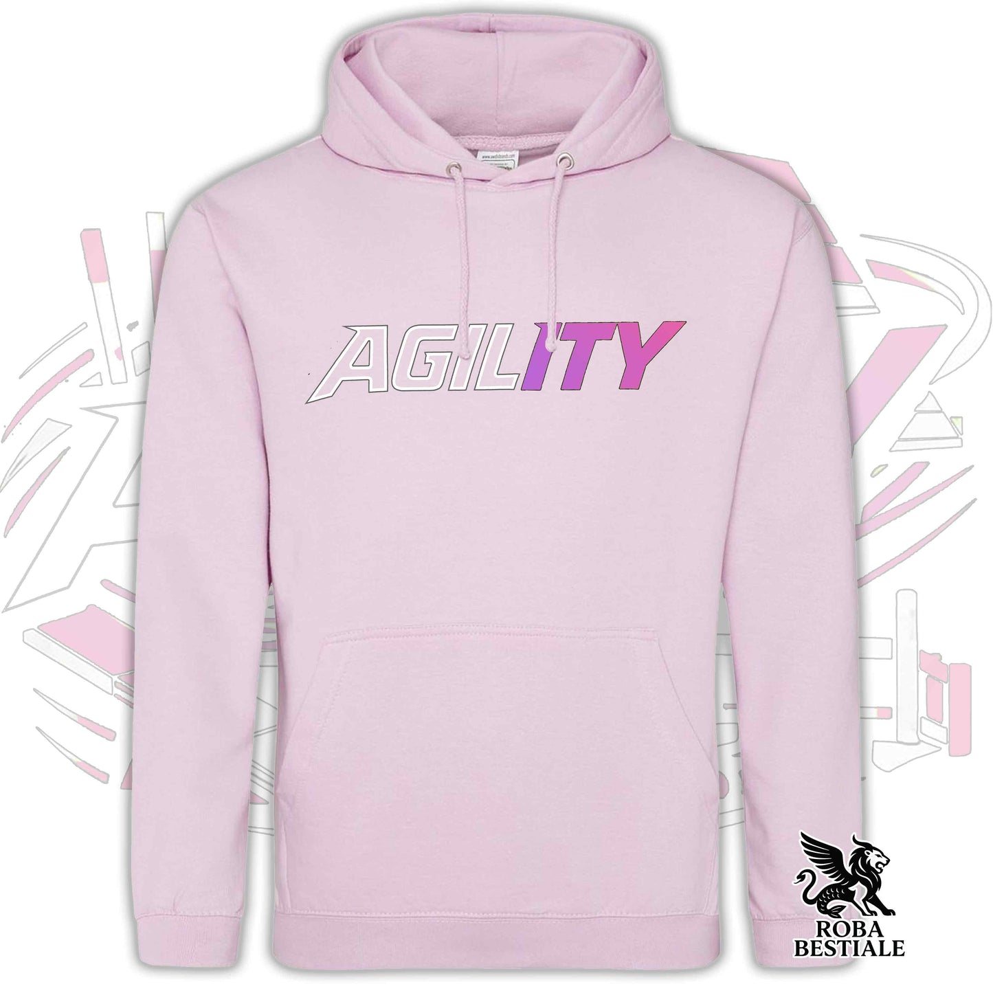 PURE AGILITY Sweatshirt - PINK print - Hooded with Pockets, Unisex, in many colors - from XS to 5XL