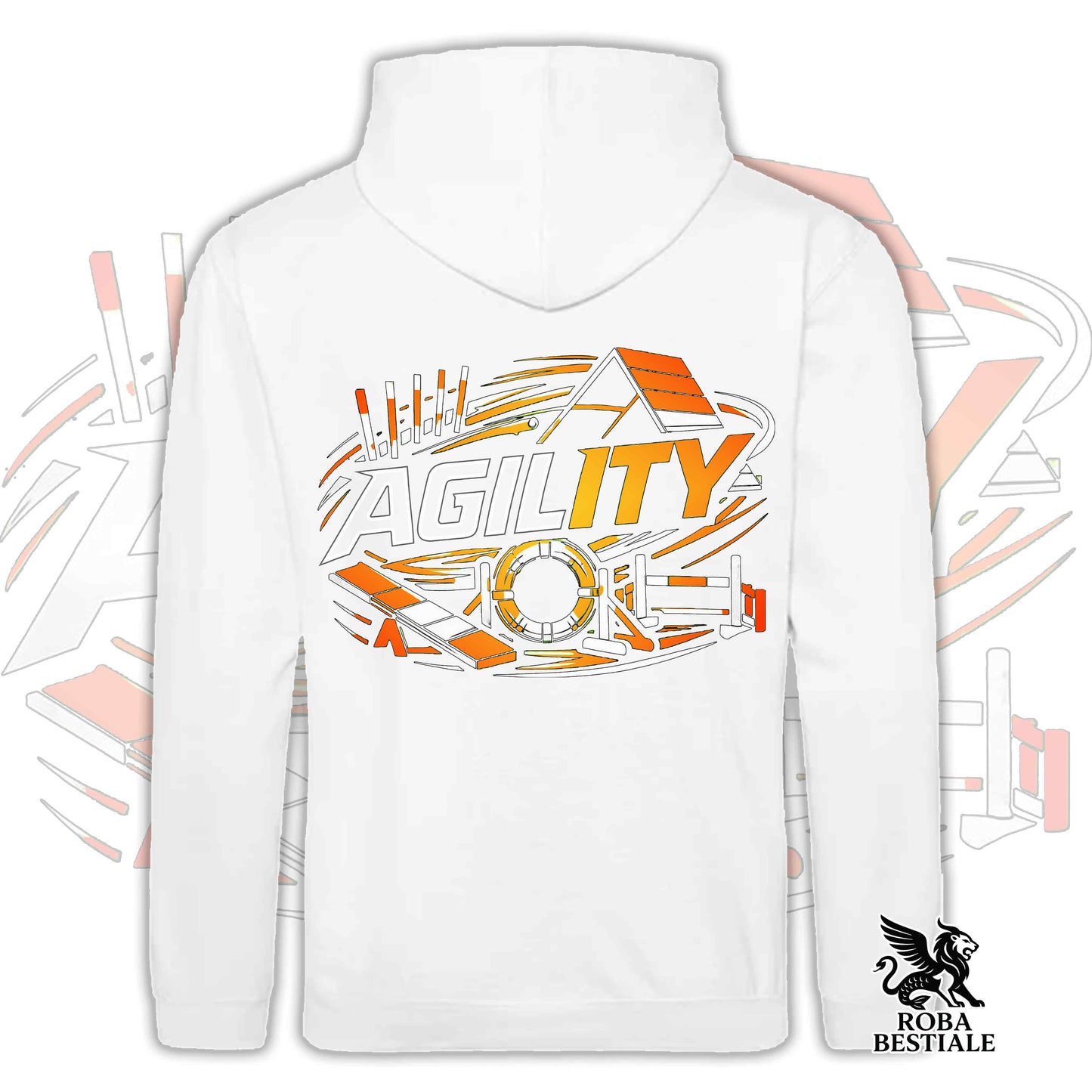 Felpa PURE AGILITY - Stampa ARANCIONE - Con Cappuccio e Tasconi, Unisex, in tanti colori - dalla XS alla 5XL