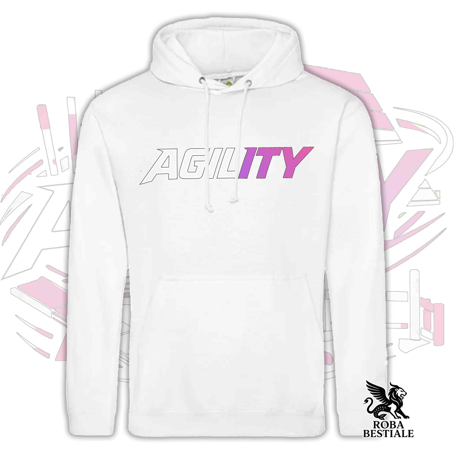 PURE AGILITY Sweatshirt - PINK print - Hooded with Pockets, Unisex, in many colors - from XS to 5XL