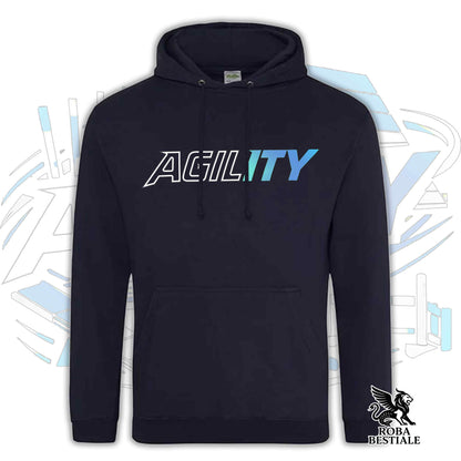 Felpa PURE AGILITY - Stampa BLUE - Con Cappuccio e Tasconi, Unisex, in tanti colori - dalla XS alla 5XL