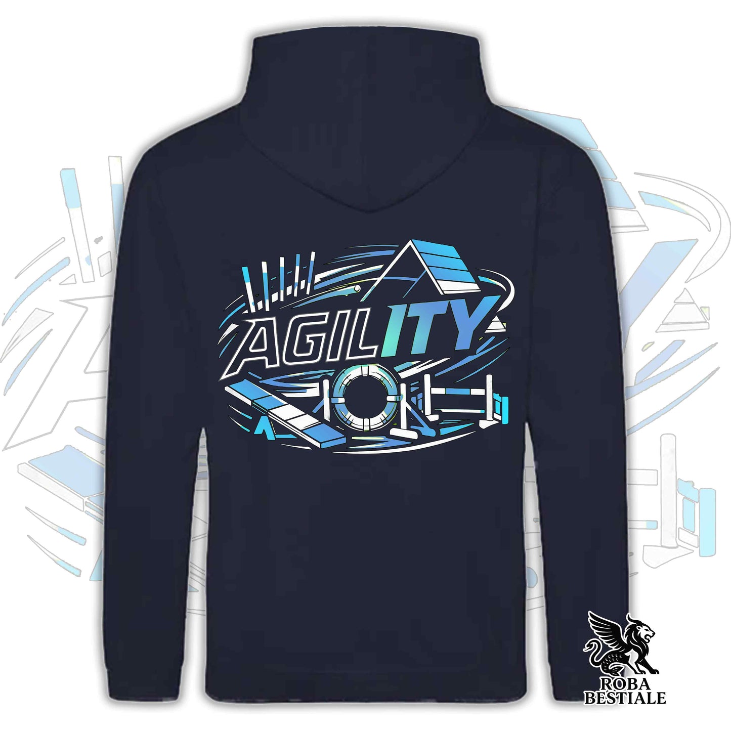 Felpa PURE AGILITY - Stampa BLUE - Con Cappuccio e Tasconi, Unisex, in tanti colori - dalla XS alla 5XL