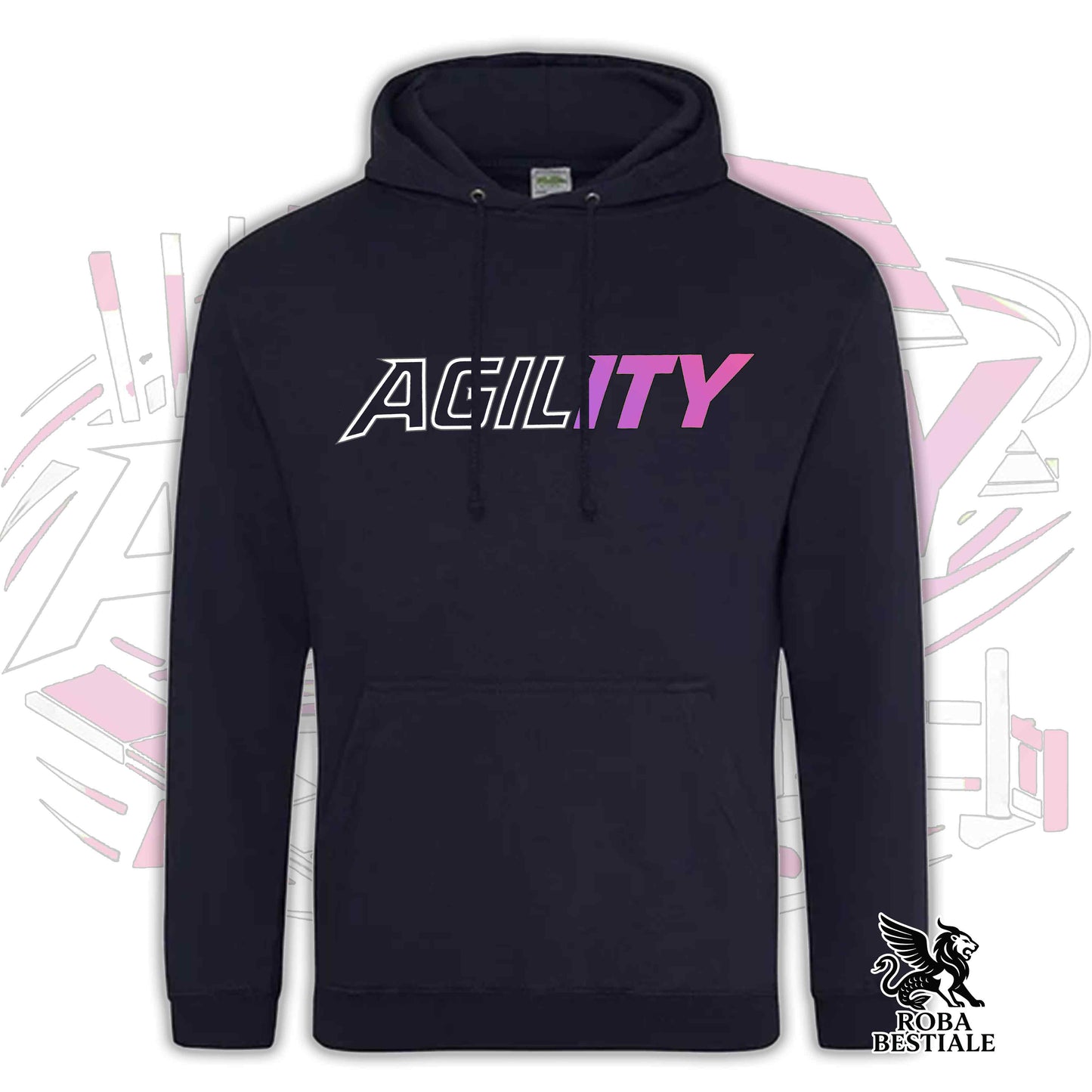 PURE AGILITY Sweatshirt - PINK print - Hooded with Pockets, Unisex, in many colors - from XS to 5XL