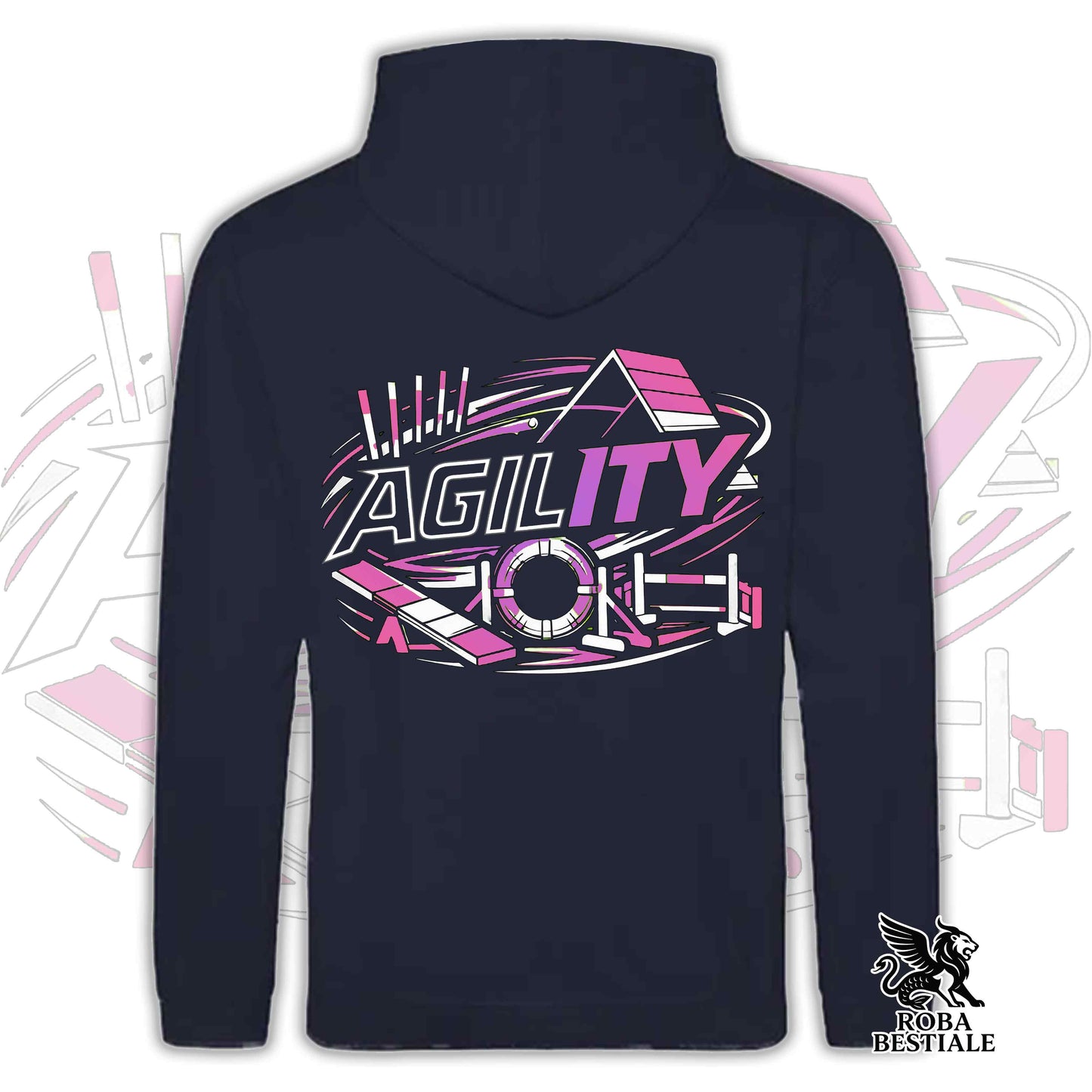 PURE AGILITY Sweatshirt - PINK print - Hooded with Pockets, Unisex, in many colors - from XS to 5XL