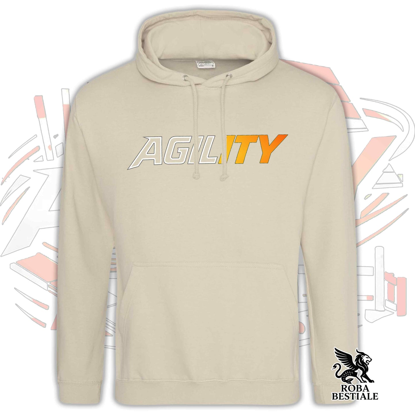 Felpa PURE AGILITY - Stampa ARANCIONE - Con Cappuccio e Tasconi, Unisex, in tanti colori - dalla XS alla 5XL