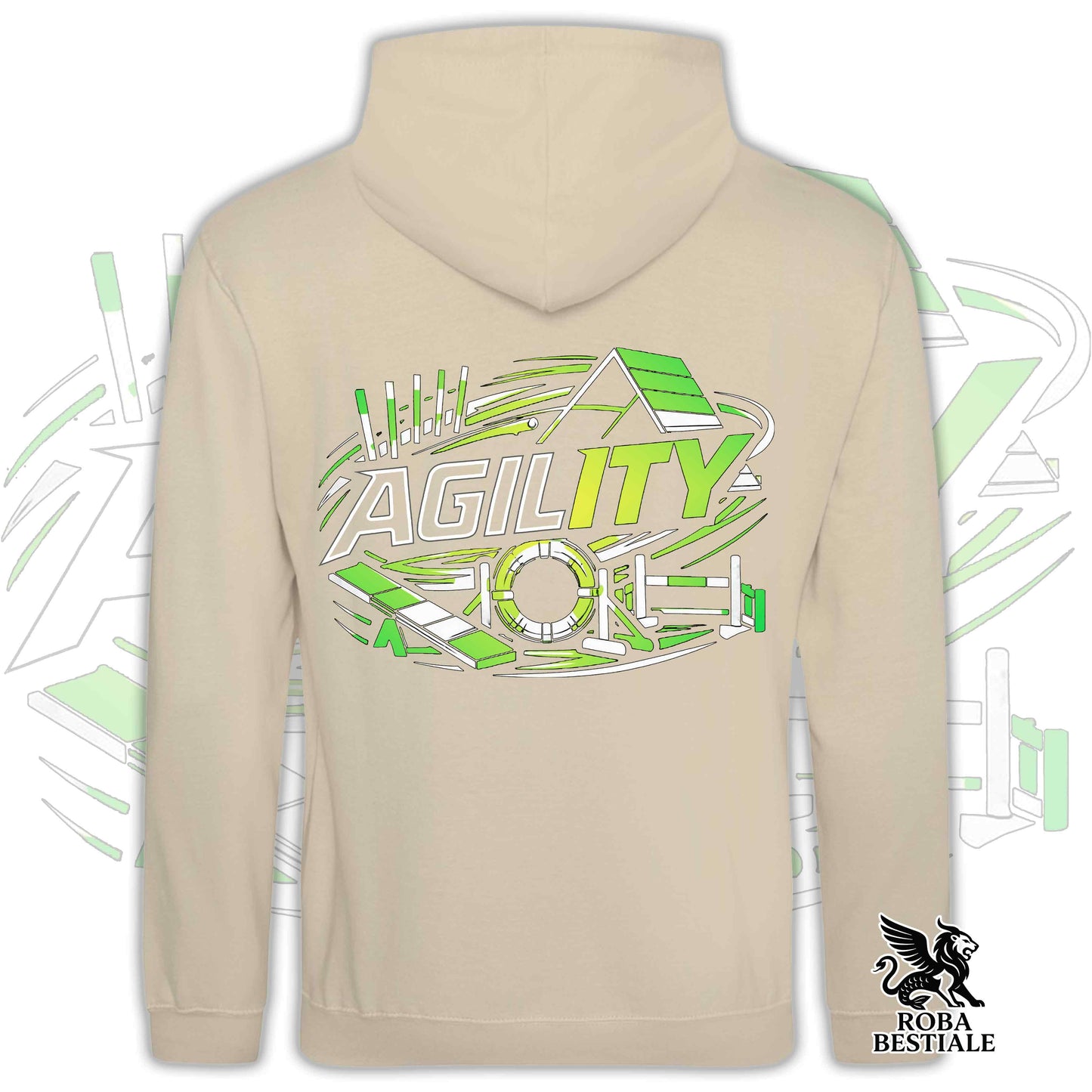 Felpa PURE AGILITY - Stampa VERDE - Con Cappuccio e Tasconi, Unisex, in tanti colori - dalla XS alla 5XL