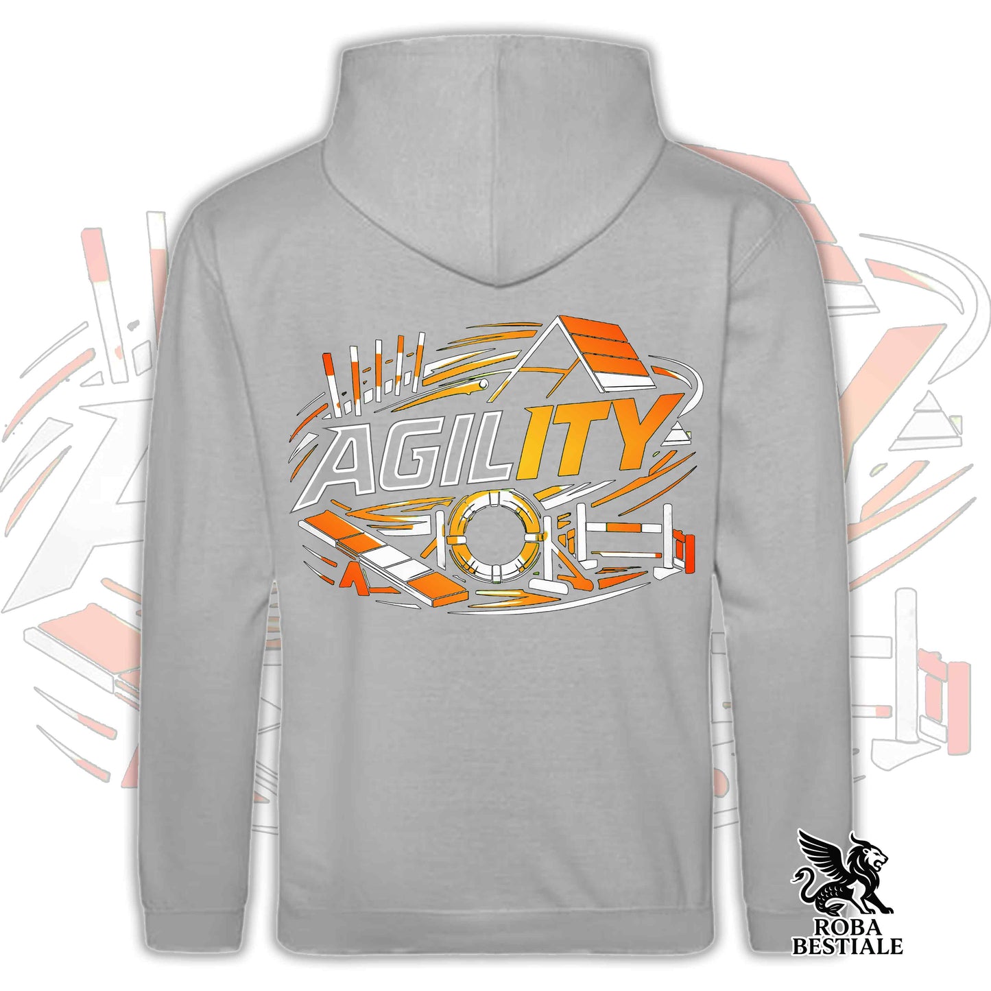 Felpa PURE AGILITY - Stampa ARANCIONE - Con Cappuccio e Tasconi, Unisex, in tanti colori - dalla XS alla 5XL