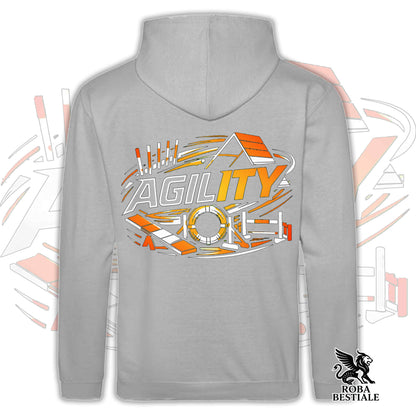 Felpa PURE AGILITY - Stampa ARANCIONE - Con Cappuccio e Tasconi, Unisex, in tanti colori - dalla XS alla 5XL