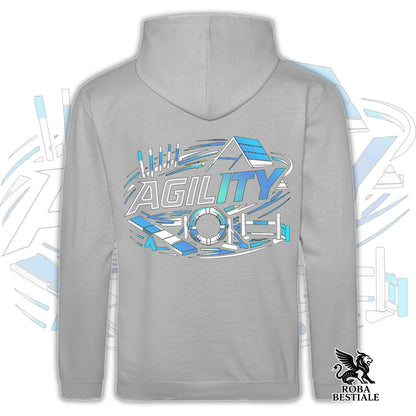 Felpa PURE AGILITY - Stampa BLUE - Con Cappuccio e Tasconi, Unisex, in tanti colori - dalla XS alla 5XL