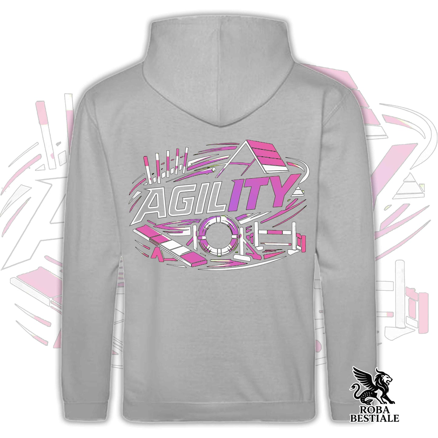 PURE AGILITY Sweatshirt - PINK print - Hooded with Pockets, Unisex, in many colors - from XS to 5XL