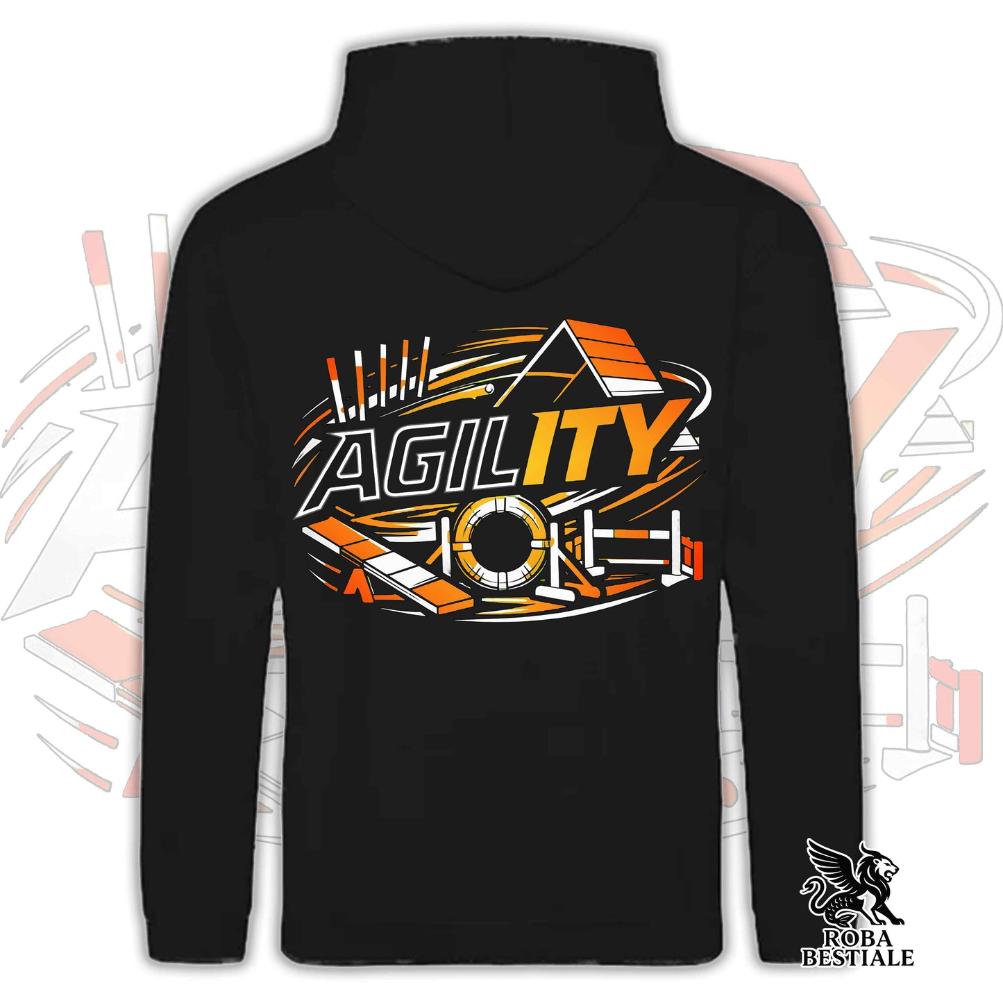 Felpa PURE AGILITY - Stampa ARANCIONE - Con Cappuccio e Tasconi, Unisex, in tanti colori - dalla XS alla 5XL