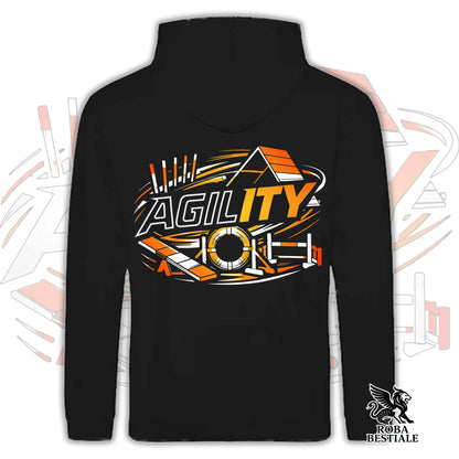 Felpa PURE AGILITY - Stampa ARANCIONE - Con Cappuccio e Tasconi, Unisex, in tanti colori - dalla XS alla 5XL