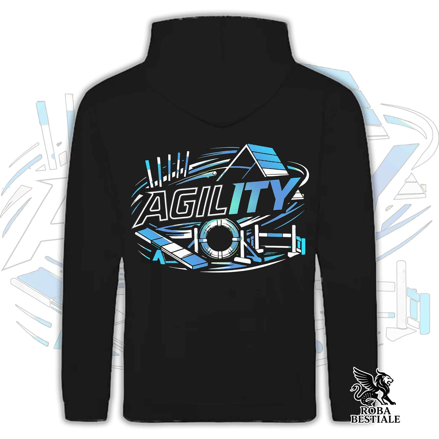 Felpa PURE AGILITY - Stampa BLUE - Con Cappuccio e Tasconi, Unisex, in tanti colori - dalla XS alla 5XL