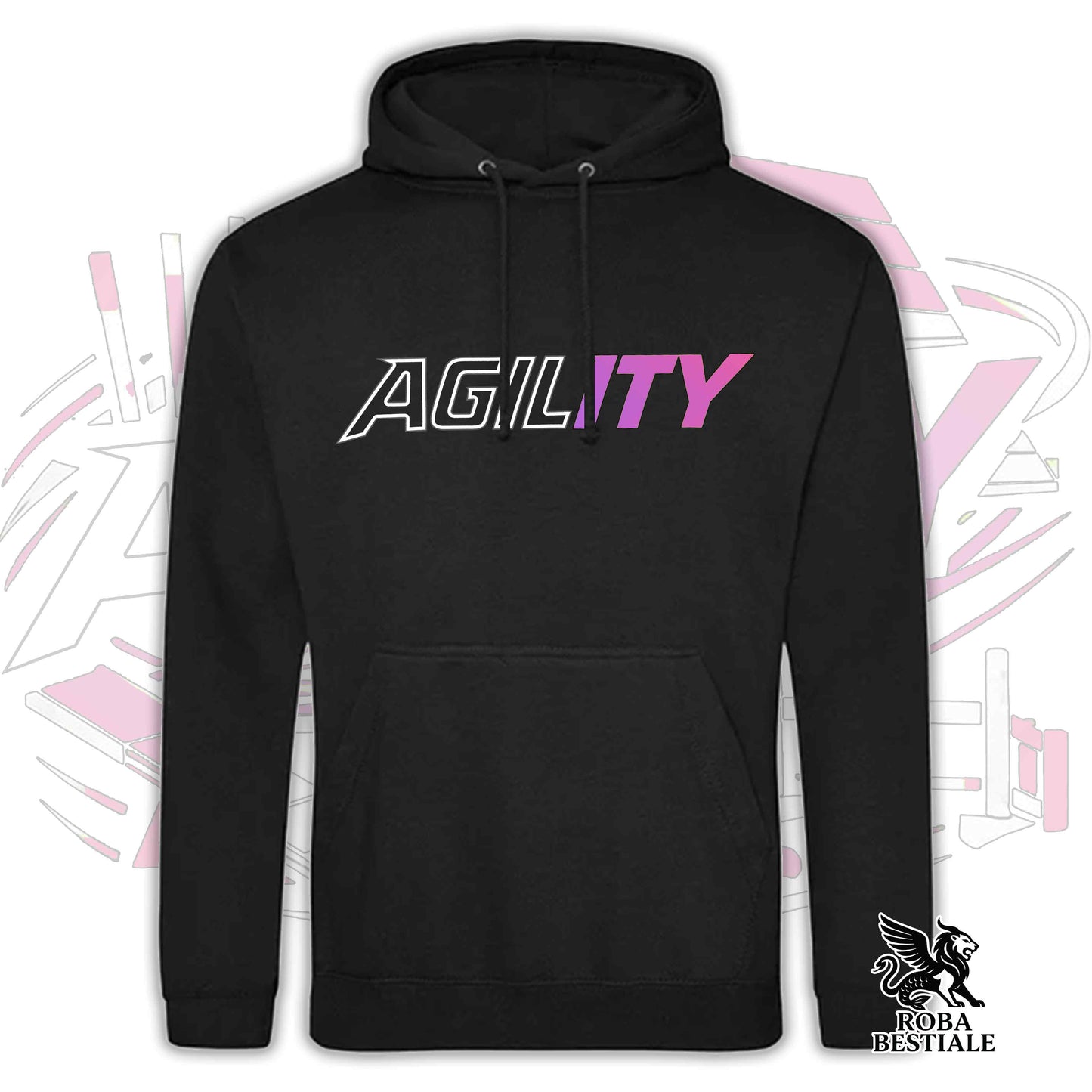 PURE AGILITY Sweatshirt - PINK print - Hooded with Pockets, Unisex, in many colors - from XS to 5XL