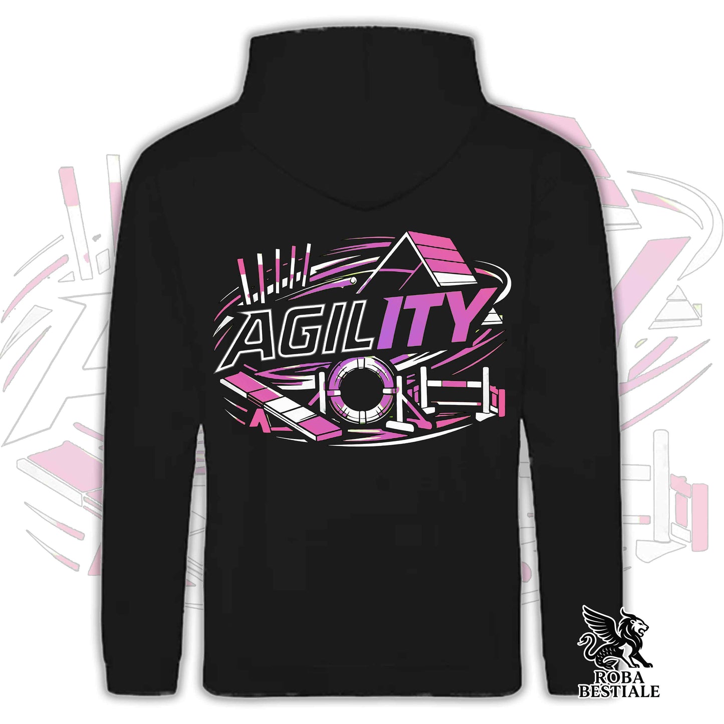 PURE AGILITY Sweatshirt - PINK print - Hooded with Pockets, Unisex, in many colors - from XS to 5XL