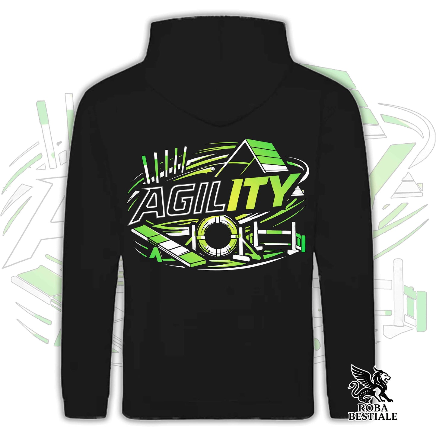 Felpa PURE AGILITY - Stampa VERDE - Con Cappuccio e Tasconi, Unisex, in tanti colori - dalla XS alla 5XL