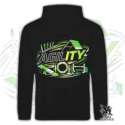Felpa PURE AGILITY - Stampa VERDE - Con Cappuccio e Tasconi, Unisex, in tanti colori - dalla XS alla 5XL