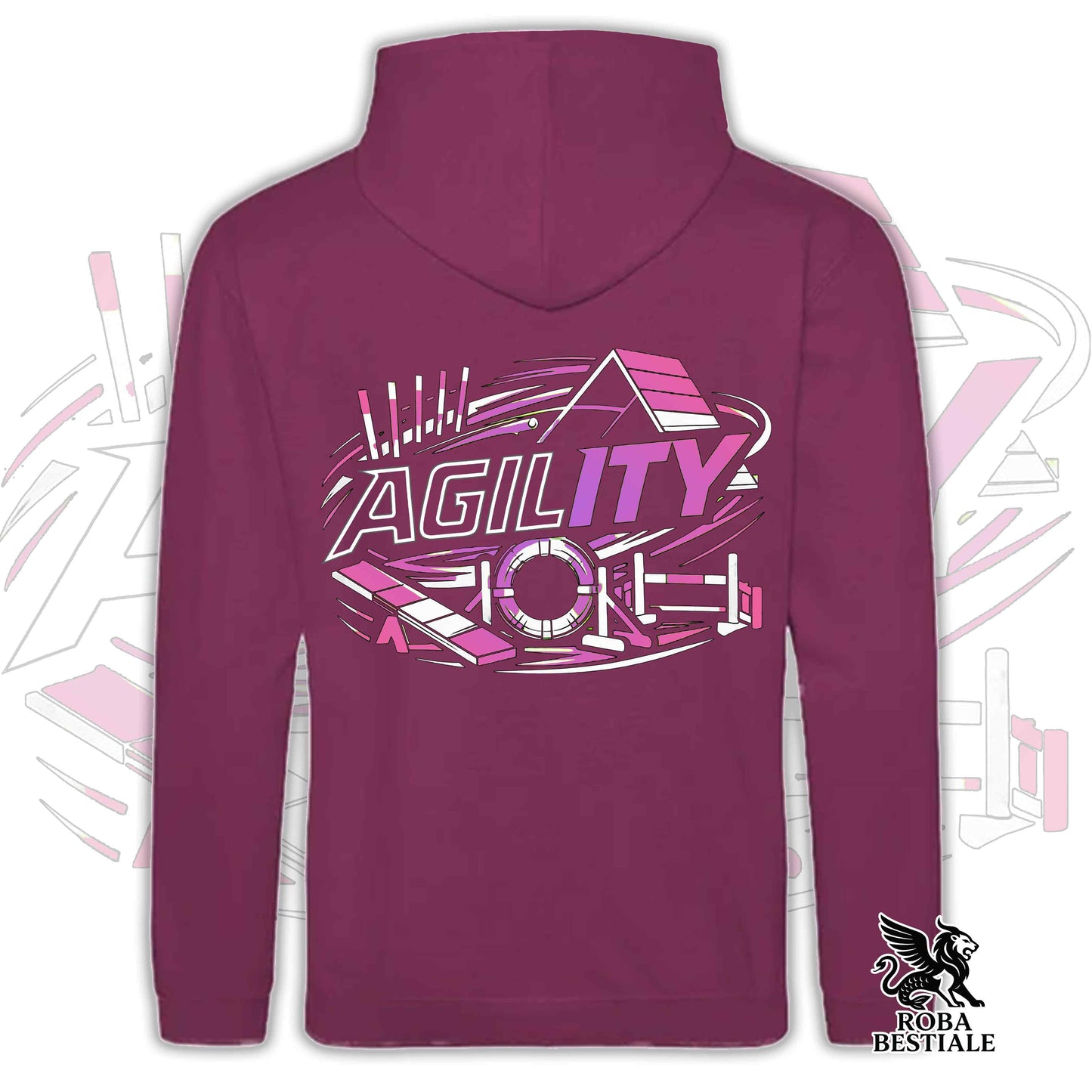 PURE AGILITY Sweatshirt - PINK print - Hooded with Pockets, Unisex, in many colors - from XS to 5XL