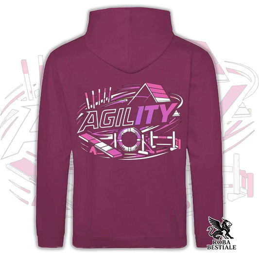 Felpa PURE AGILITY - Stampa ROSA - Con Cappuccio e Tasconi, Unisex, in tanti colori - dalla XS alla 5XL