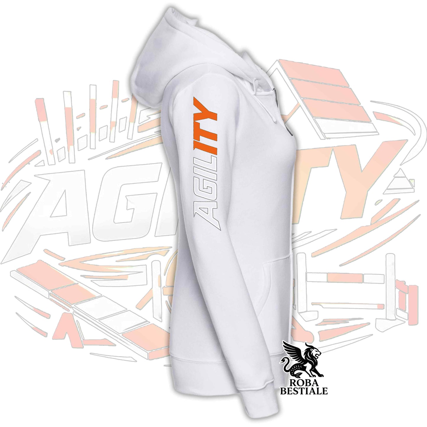 Felpa PURE AGILITY - Stampa ARANCIONE - Con Cappuccio e Full Zip, Uomo o Donna, in tanti colori - dalla XS alla 5XL