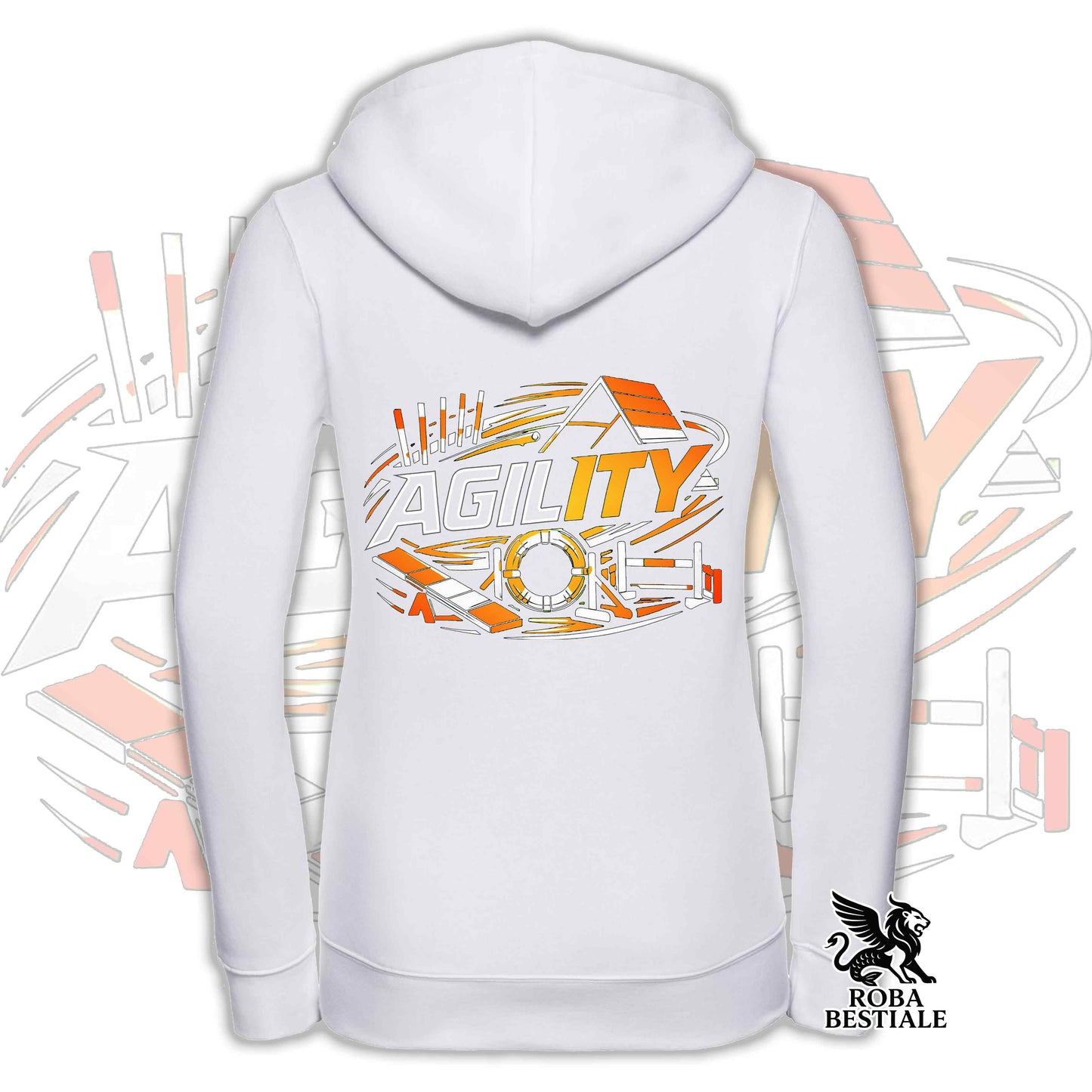 Felpa PURE AGILITY - Stampa ARANCIONE - Con Cappuccio e Full Zip, Uomo o Donna, in tanti colori - dalla XS alla 5XL