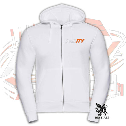 Felpa PURE AGILITY - Stampa ARANCIONE - Con Cappuccio e Full Zip, Uomo o Donna, in tanti colori - dalla XS alla 5XL