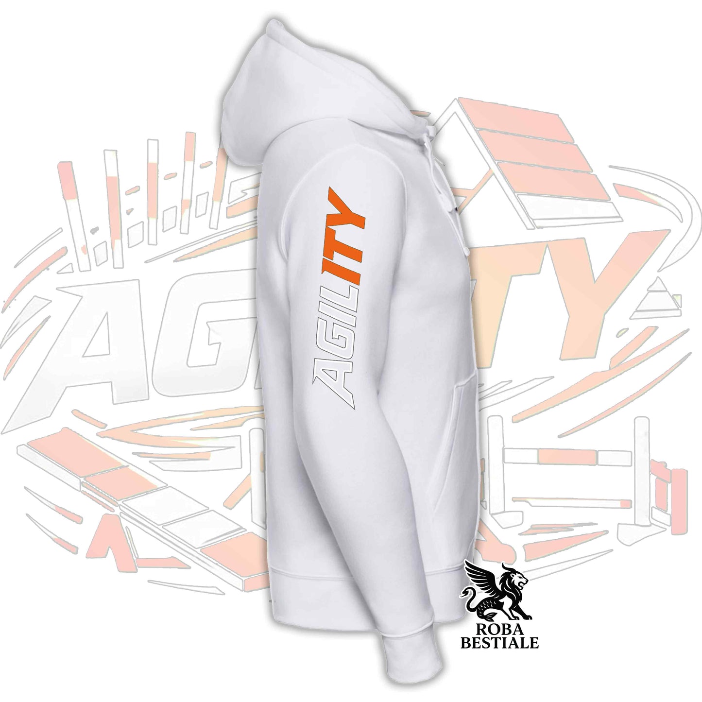 Felpa PURE AGILITY - Stampa ARANCIONE - Con Cappuccio e Full Zip, Uomo o Donna, in tanti colori - dalla XS alla 5XL